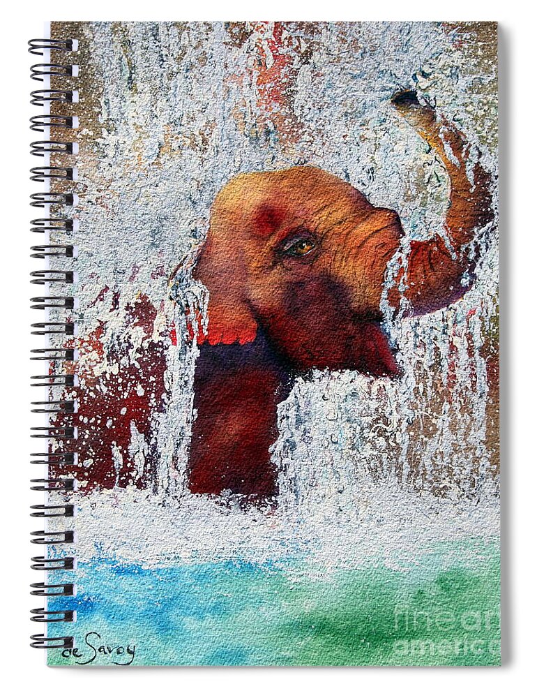 Elephant Spiral Notebook featuring the painting Happy Packy by Diane DeSavoy