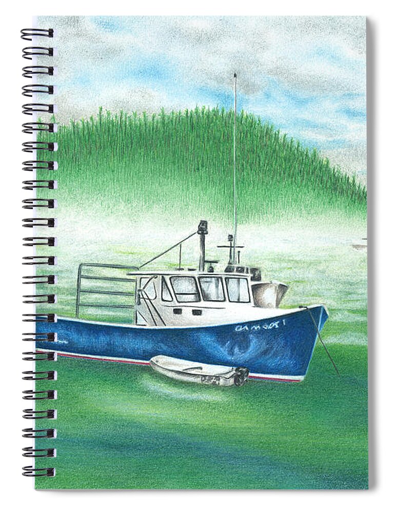 Habor Spiral Notebook featuring the drawing Harbor by Troy Levesque