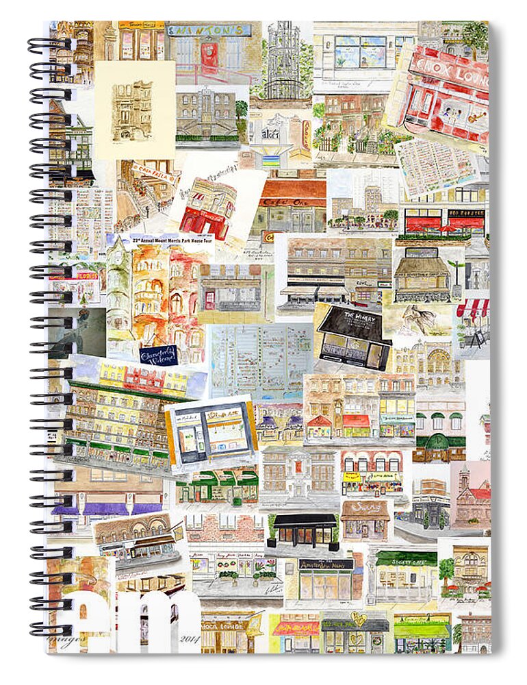 Harlem Spiral Notebook featuring the painting Harlem Collage of Old and New by AFineLyne