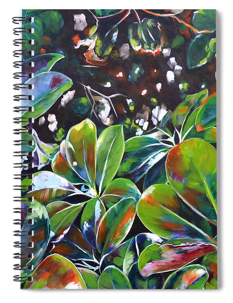 Money Tree Spiral Notebook featuring the painting Harmony by Larry Geyrozaga