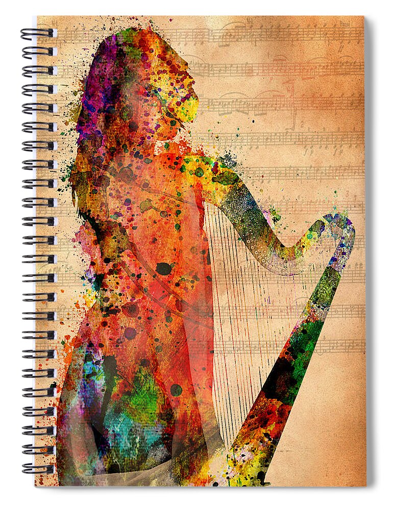 Harp Spiral Notebook featuring the digital art Harp by Mark Ashkenazi