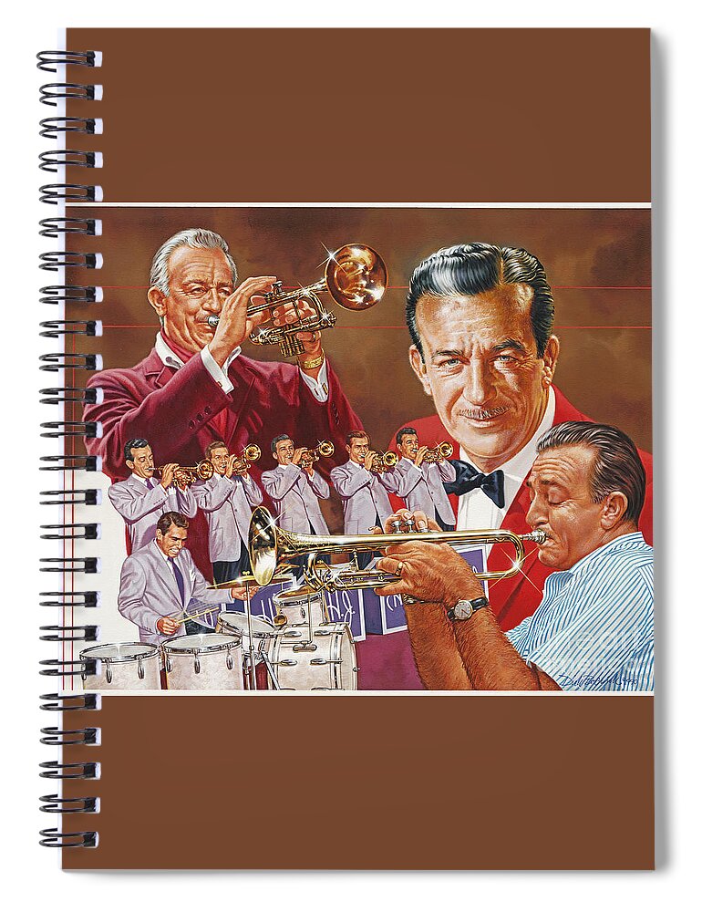 Portrait Spiral Notebook featuring the painting Harry James Trumpet Giant by Dick Bobnick
