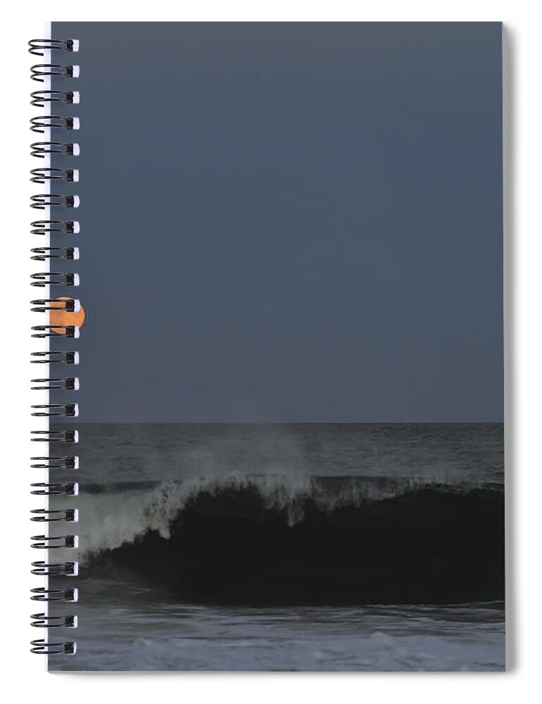 Harvest Moon Spiral Notebook featuring the photograph Harvest Moon Seaside Park NJ by Terry DeLuco