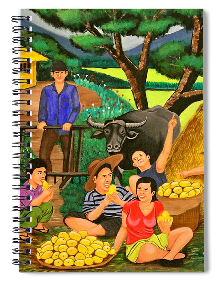 All Products Spiral Notebook featuring the painting Harvest Time by Lorna Maza