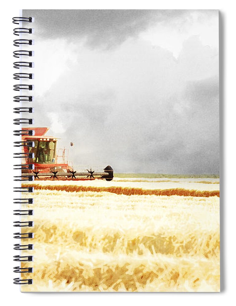 Harvest Spiral Notebook featuring the photograph Harvesting the Grain by Cindy Singleton
