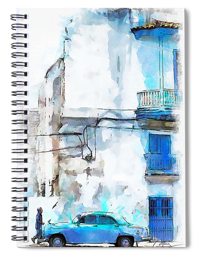 Havana Spiral Notebook featuring the painting Havana Street by Greg Collins