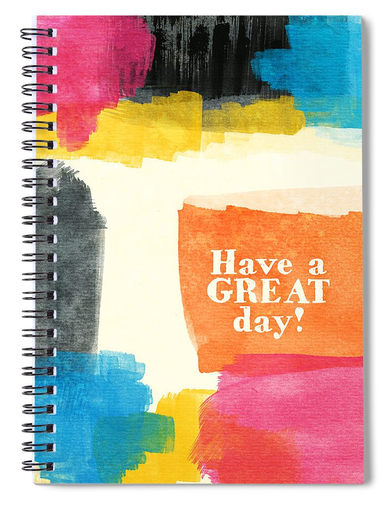 Greeting Card Spiral Notebook featuring the mixed media Have A Great Day- Colorful Greeting Card by Linda Woods