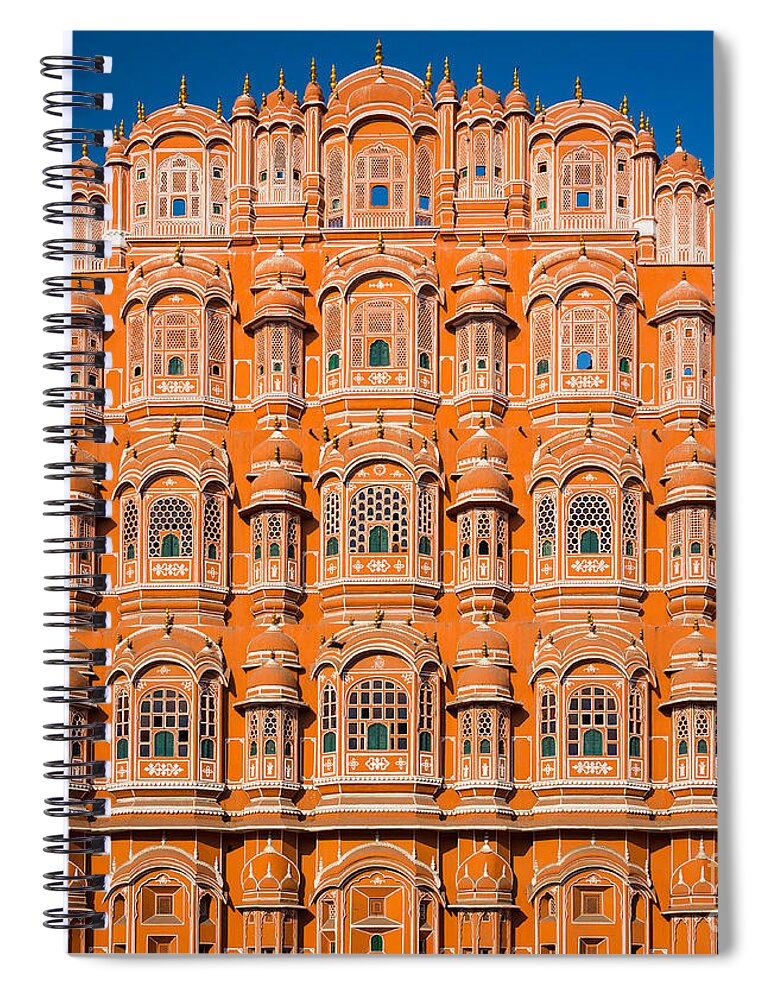 Asia Spiral Notebook featuring the photograph Hawa Mahal Moon by Inge Johnsson