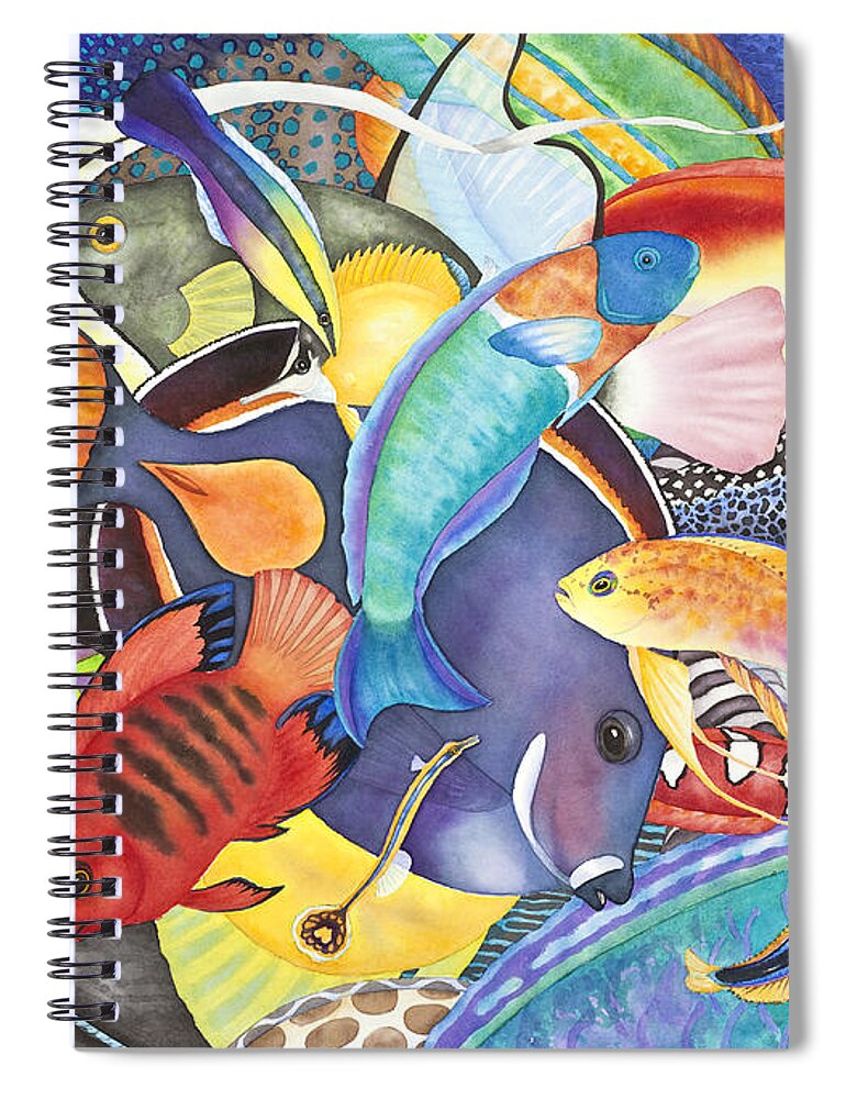 Animals Spiral Notebook featuring the painting Hawaiian Fishes All the Way Down by Lucy Arnold