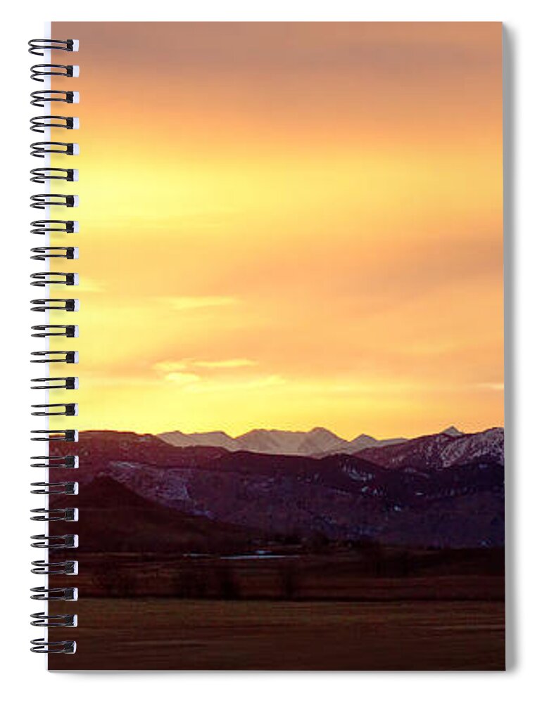 Winter Spiral Notebook featuring the photograph Haystack Rocky Mountain Front Range Sunset Panorama by James BO Insogna