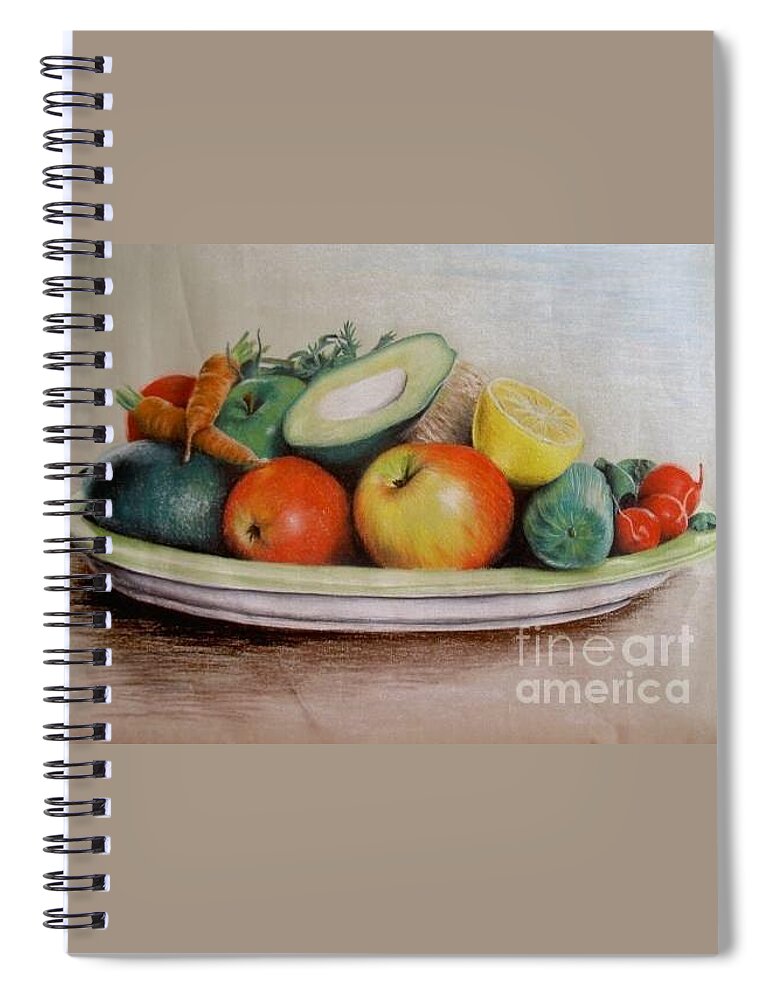 Fruit Spiral Notebook featuring the pastel Healthy Plate by Katharina Bruenen