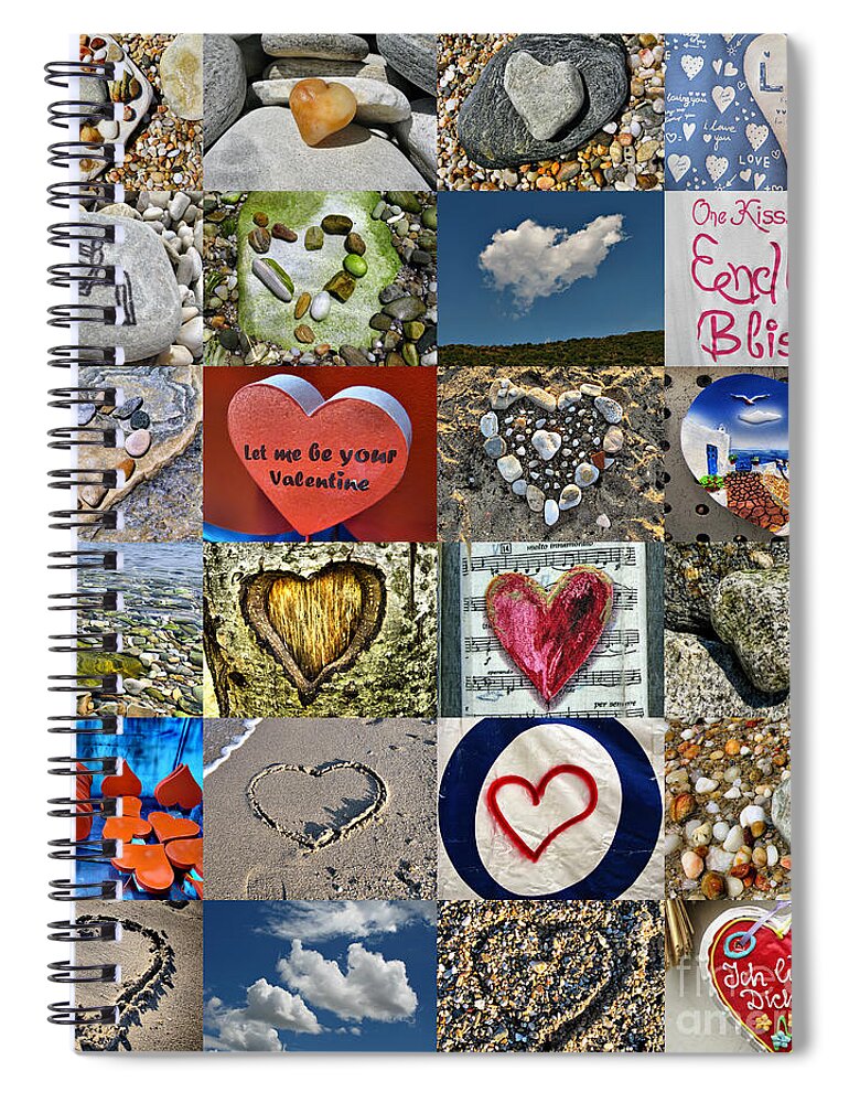 Collage Spiral Notebook featuring the photograph Heart shape collage by Daliana Pacuraru