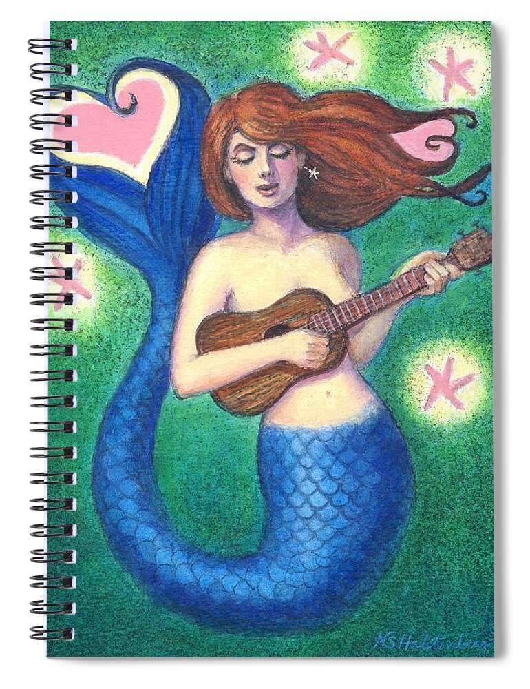 Mermaid Spiral Notebook featuring the painting Heart Tail Mermaid by Sue Halstenberg