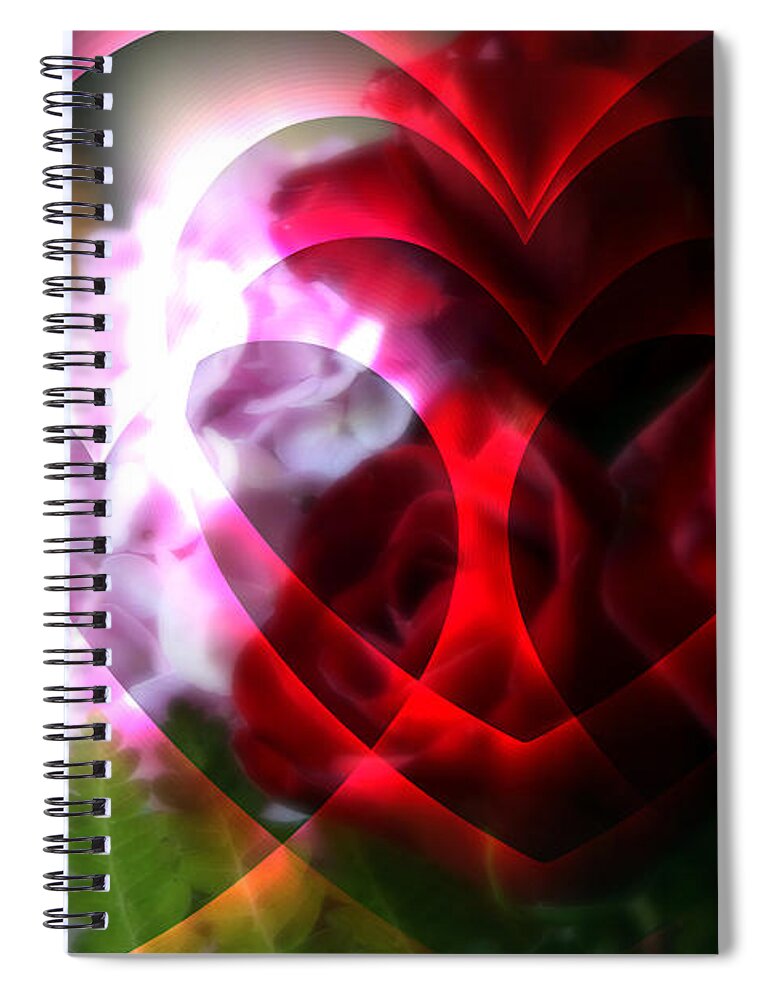 Abstract Spiral Notebook featuring the photograph Hearts A Fire by Kay Novy