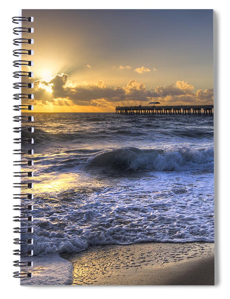 Atlantic Spiral Notebook featuring the photograph Heavenly Light by Debra and Dave Vanderlaan