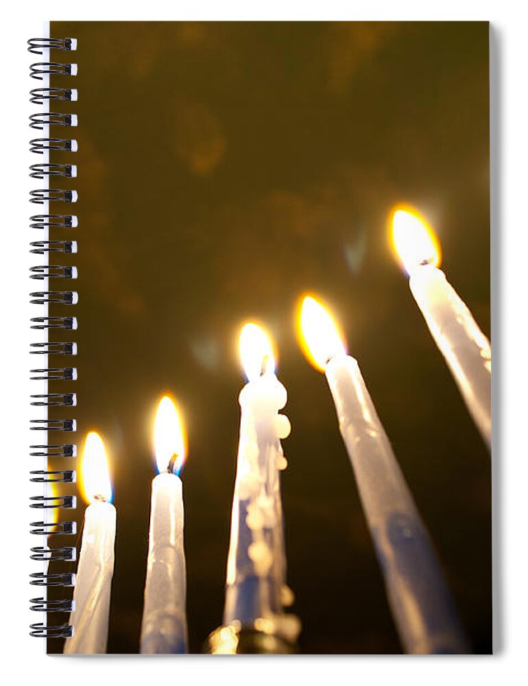Hanukkah Spiral Notebook featuring the photograph Heavenly Lights by Tikvah's Hope