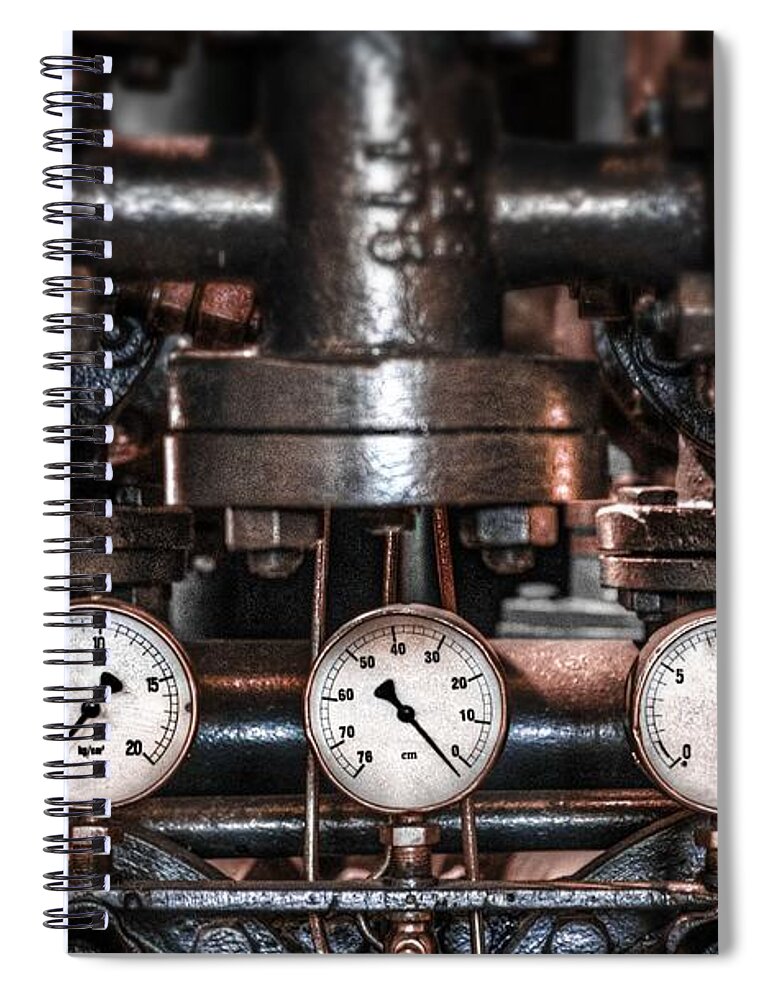 Steam Spiral Notebook featuring the photograph Heavy Machinery by Carlos Caetano