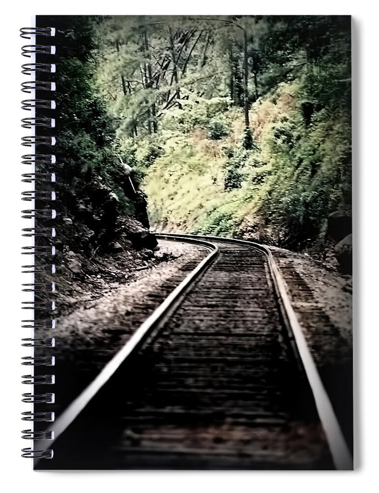 Railroad Spiral Notebook featuring the photograph Hegia Burrow Railroad Tracks by Lesa Fine