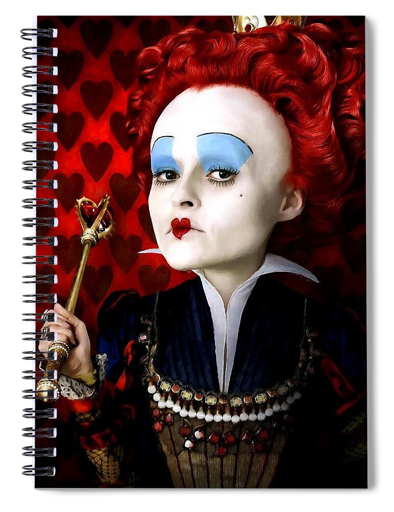 Alice In Wonderland Spiral Notebook featuring the digital art Helena Bonham Carter as The Red Queen in the film Alice In Wonderland by Gabriel T Toro