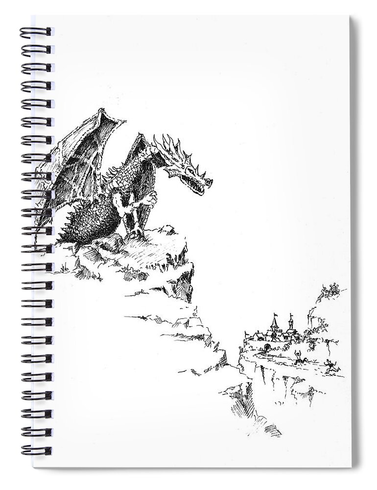 Dragon Spiral Notebook featuring the drawing Hello There by Sam Sidders