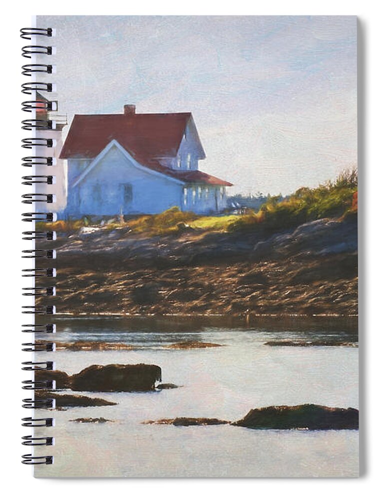 Lighthouse Spiral Notebook featuring the photograph Hendricks Head Lighthouse - Maine by Jean-Pierre Ducondi
