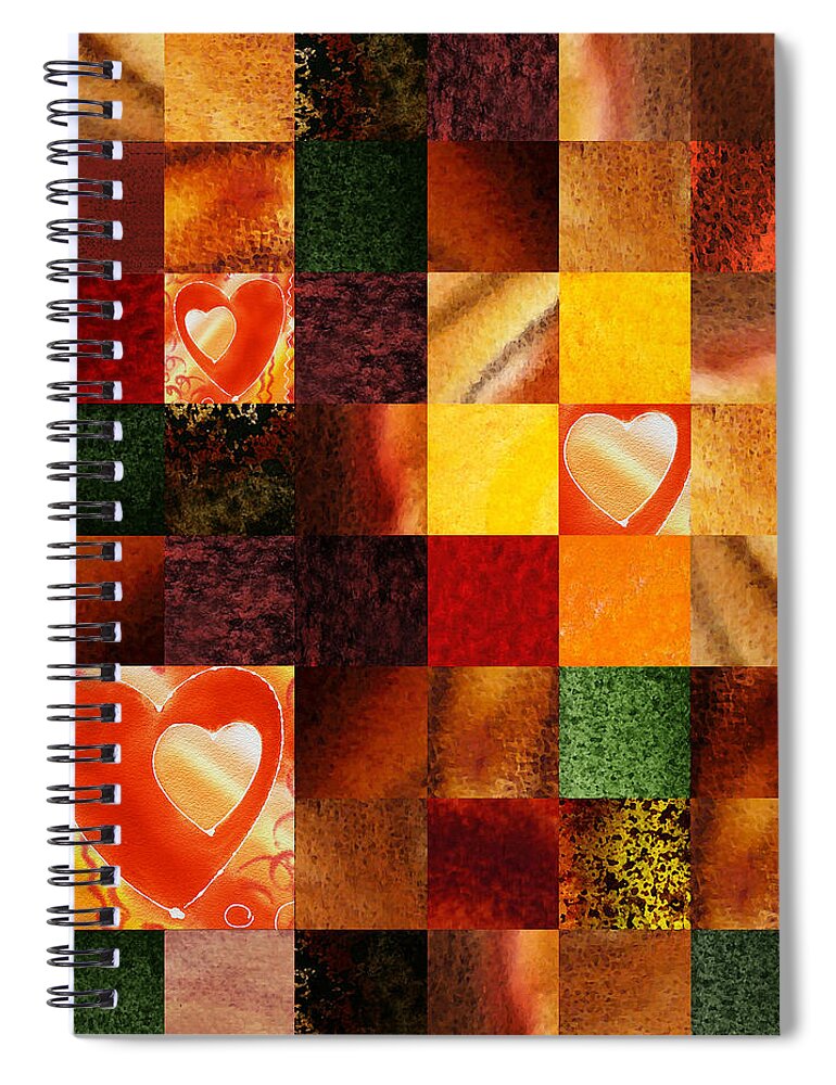 Heart Spiral Notebook featuring the painting Hidden Hearts Squared Abstract Design by Irina Sztukowski