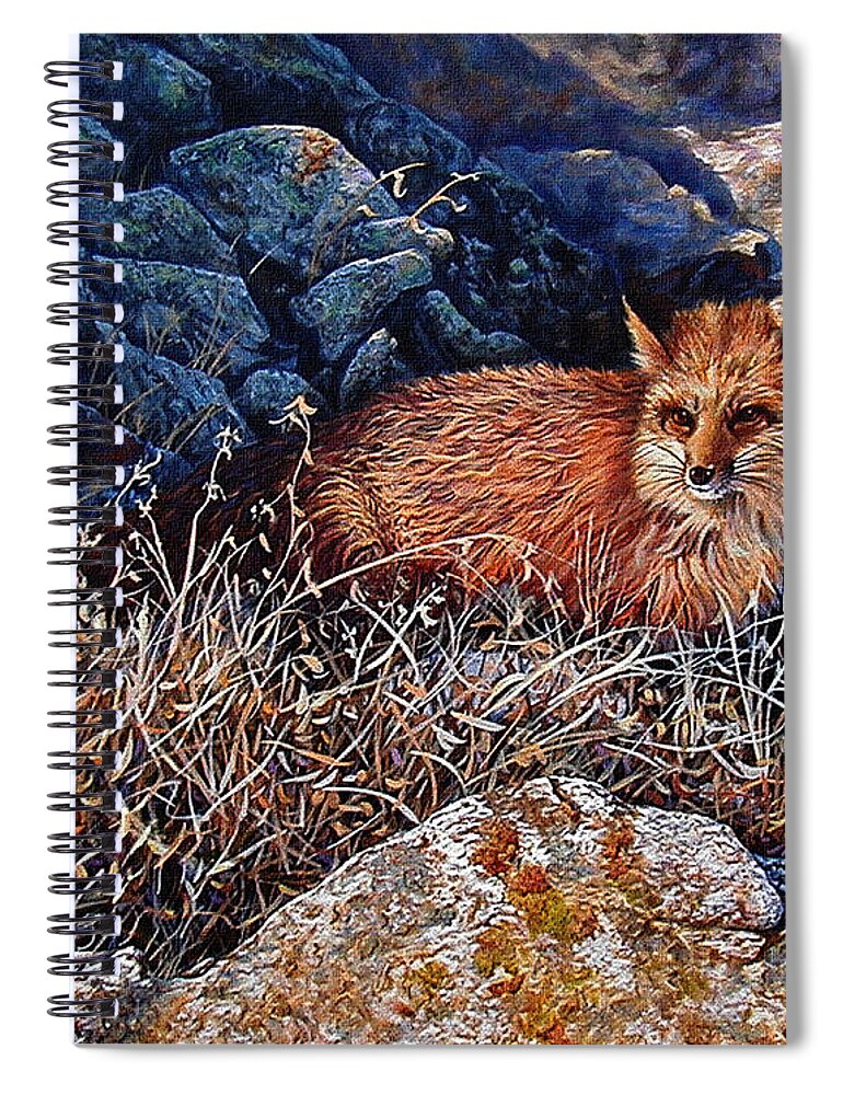 Fox Spiral Notebook featuring the painting Hide and Seek by Craig Burgwardt