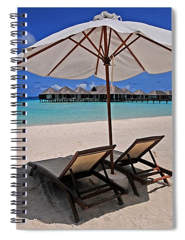 Maldives Spiral Notebook featuring the photograph Hideaway under the Tropical Sun. Maldives by Jenny Rainbow
