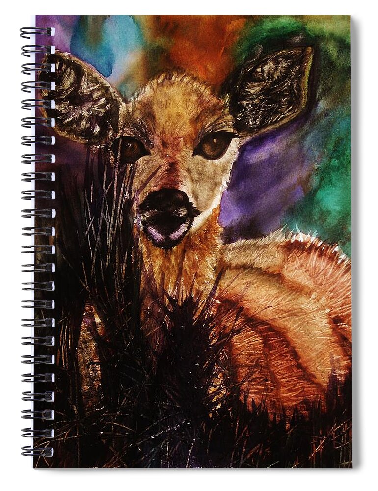 Deer Spiral Notebook featuring the painting Hiding in the Shadows by Lil Taylor
