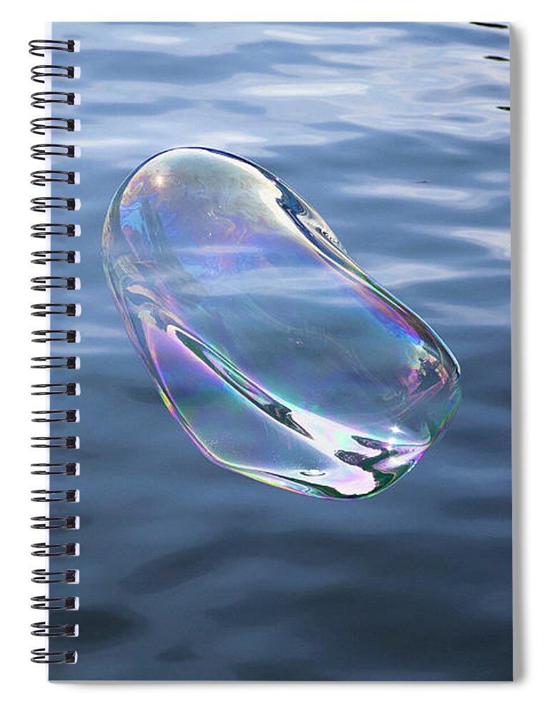 Tranquility Spiral Notebook featuring the photograph High Angle View Of Bubble Over Water by Halfdark