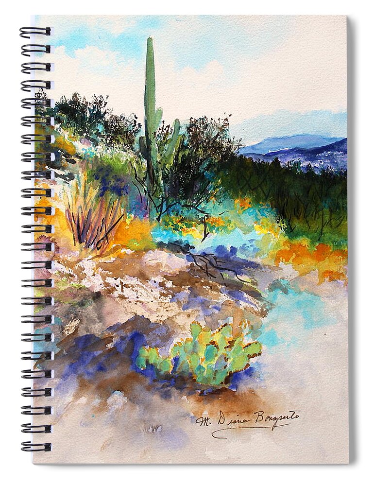 Desert Spiral Notebook featuring the painting High Desert Scene 2 by M Diane Bonaparte