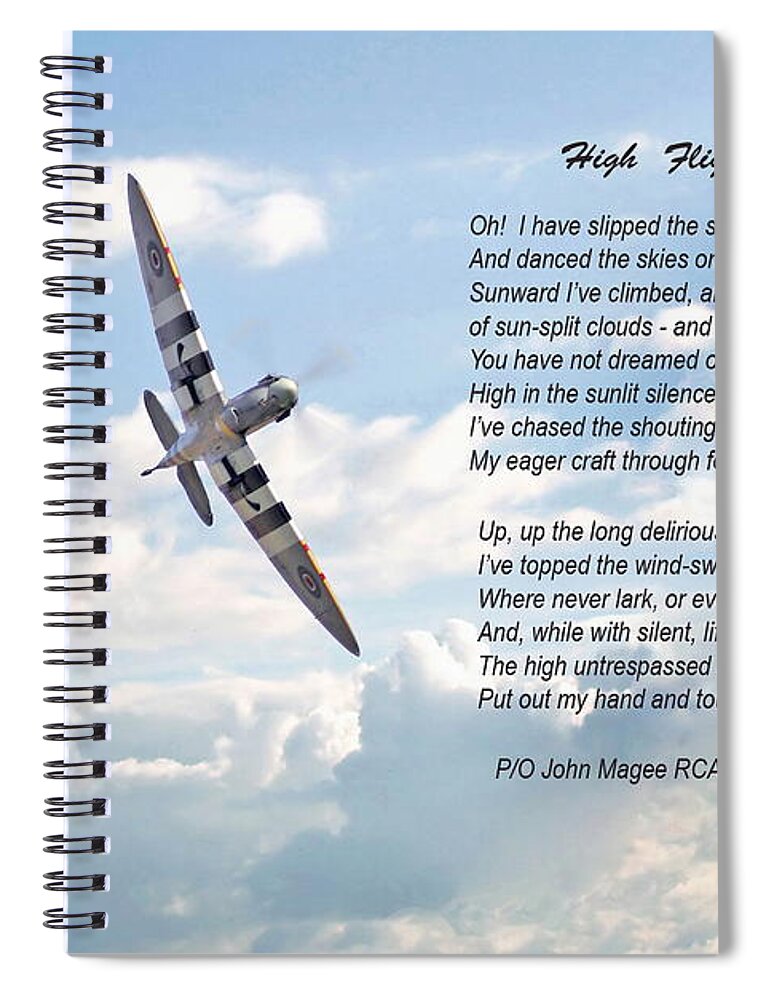 Aircraft Spiral Notebook featuring the digital art High Flight by Pat Speirs