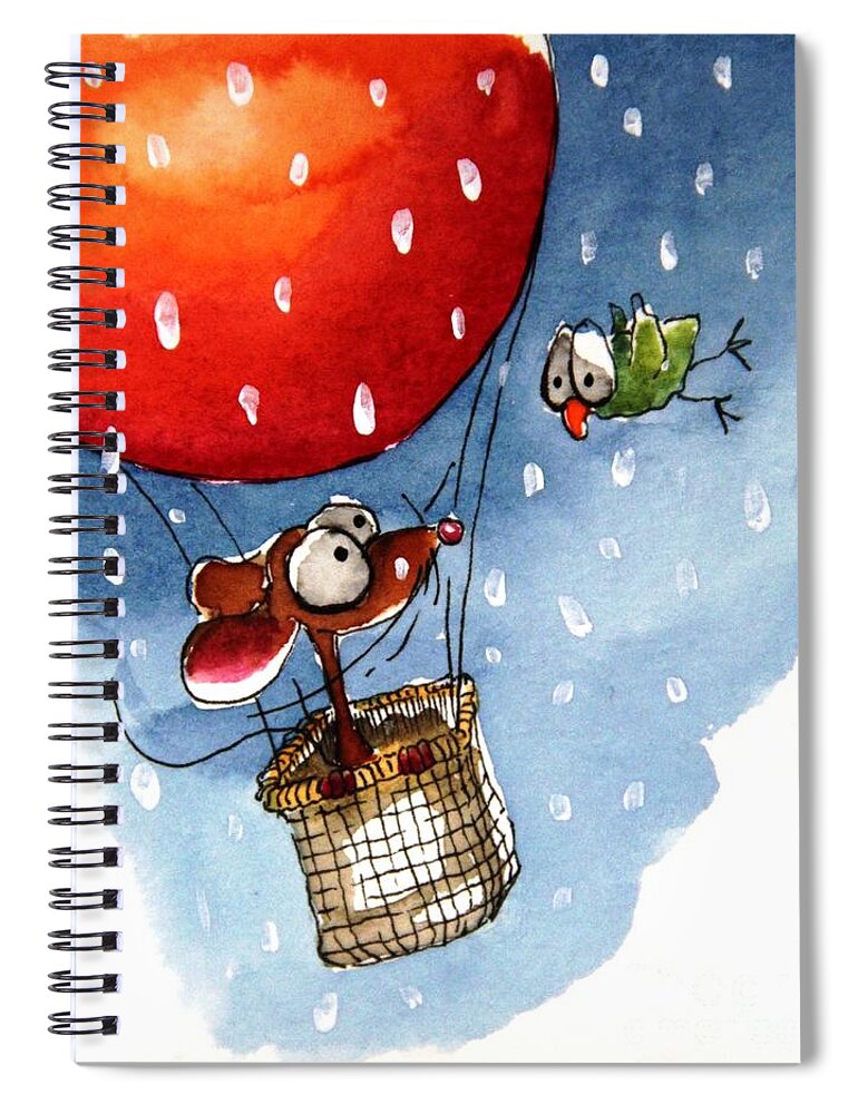 Lucia Stewart Spiral Notebook featuring the painting High flyers snow scene by Lucia Stewart