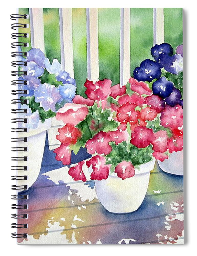 Petunia Spiral Notebook featuring the painting High Noon Petunias by Deborah Ronglien