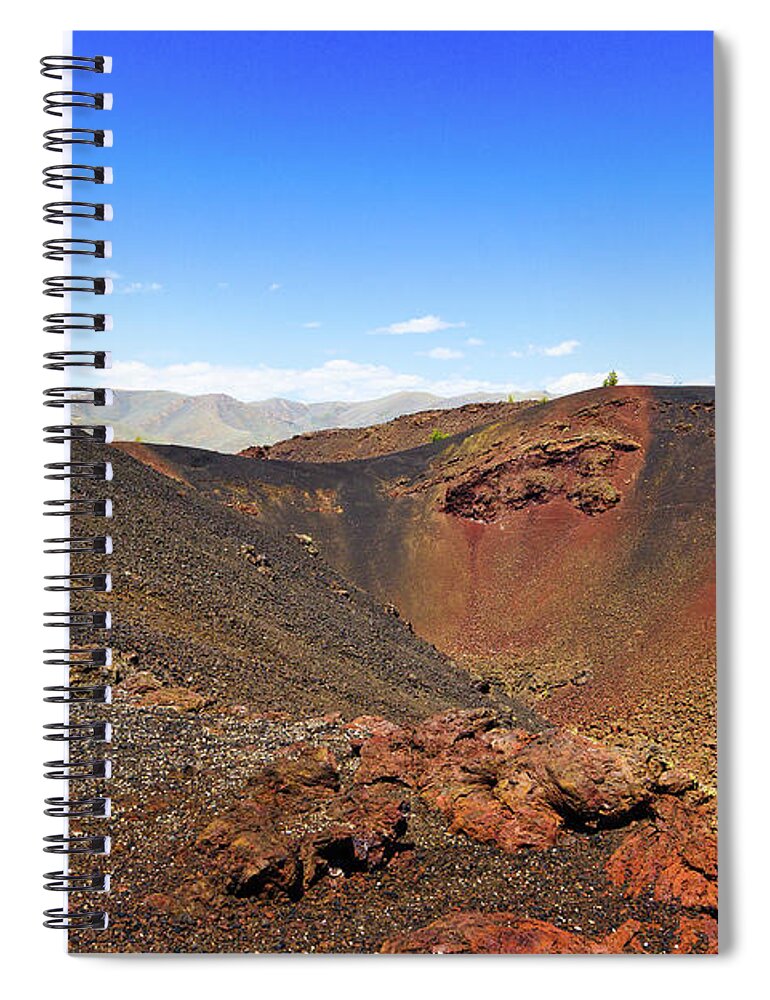 Tranquility Spiral Notebook featuring the photograph Hiker Stands On Hill At Craters Of The by Anna Gorin
