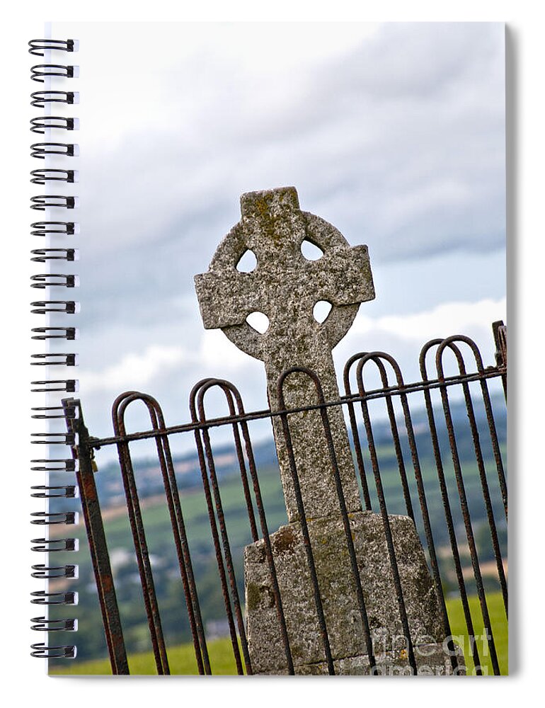 Ireland Digital Photography Spiral Notebook featuring the digital art Hill of Tara Celtic Cross by Danielle Summa