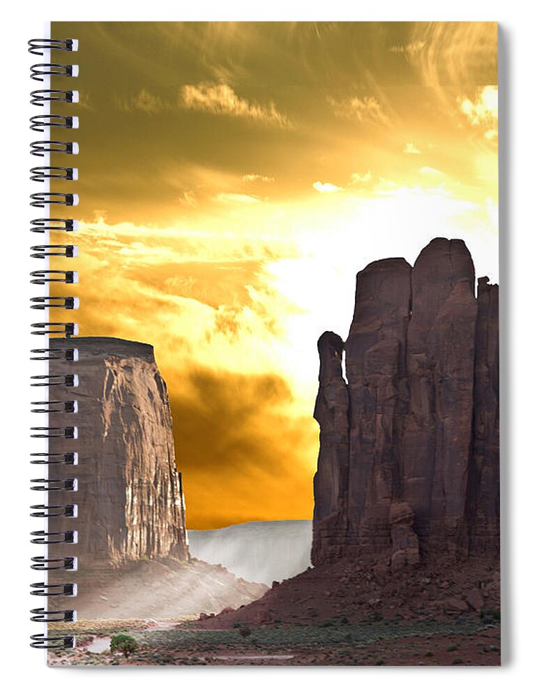 Monument Valley Spiral Notebook featuring the photograph HIs Hand from the ground up by Randall Branham