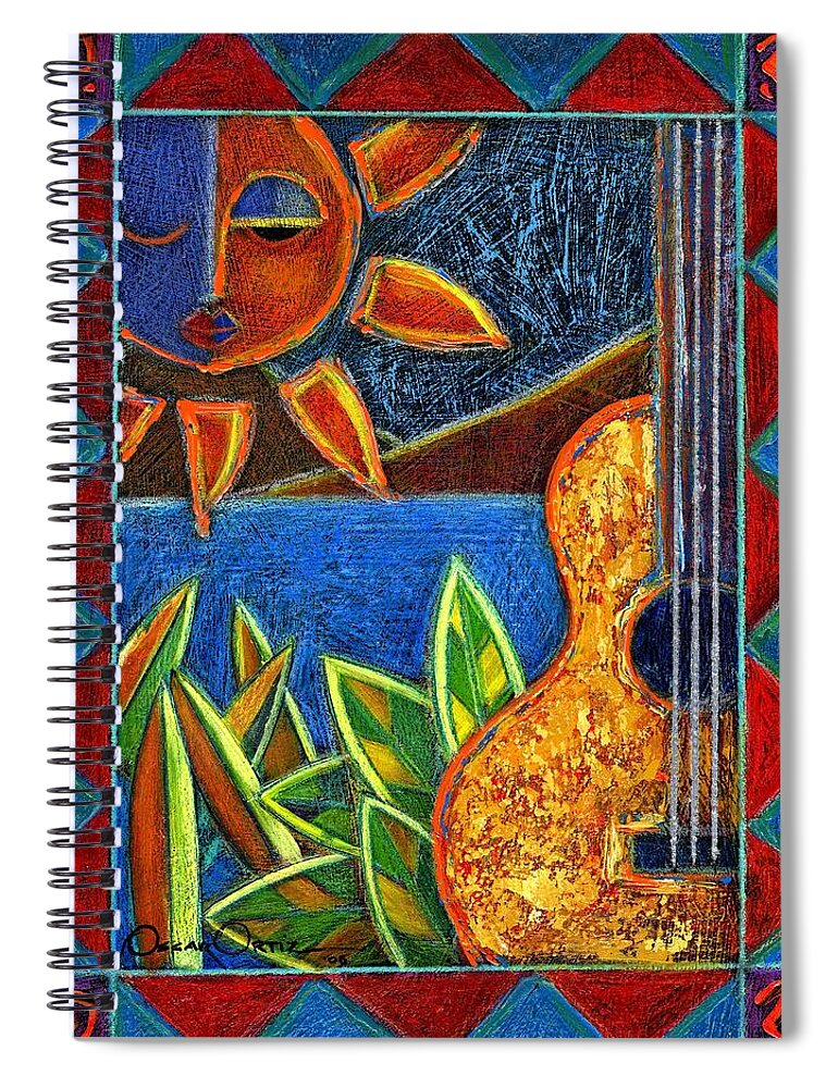 Guitar Spiral Notebook featuring the painting Hispanic Heritage by Oscar Ortiz