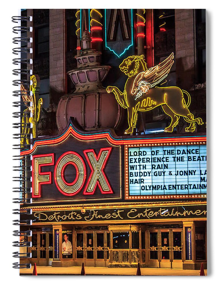  Spiral Notebook featuring the photograph Historic Fox Theatre in Detroit Michigan by Peter Ciro
