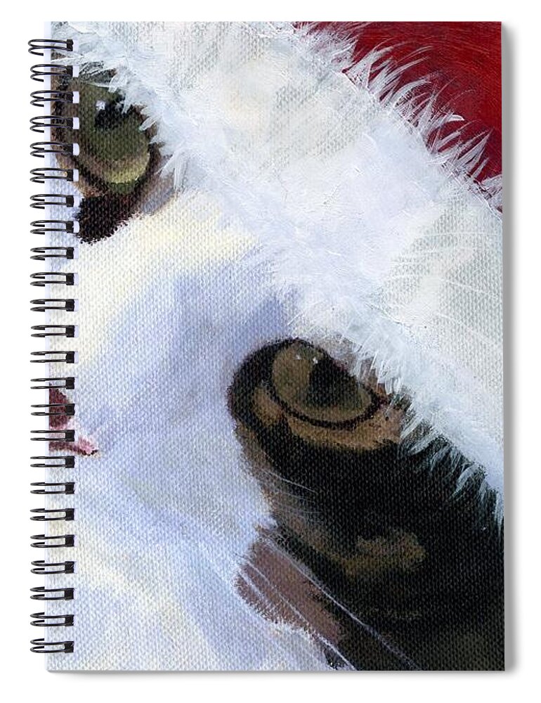 Cat Spiral Notebook featuring the painting Ho Ho Harley by Lynne Reichhart