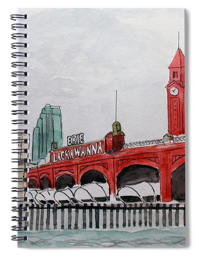 Watercolor Spiral Notebook featuring the painting Hoboken by Keshava Shukla