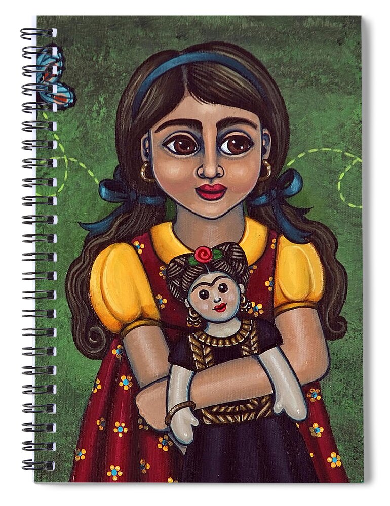 Frida Spiral Notebook featuring the painting Holding Frida by Victoria De Almeida