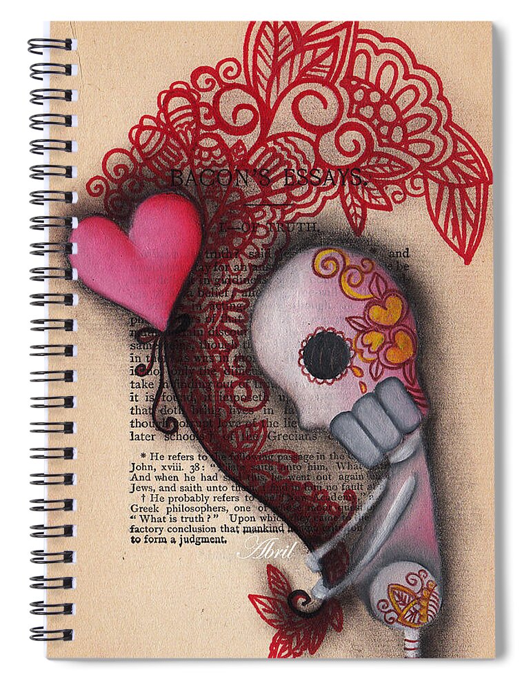 Day Of The Dead Spiral Notebook featuring the painting Holding On by Abril Andrade
