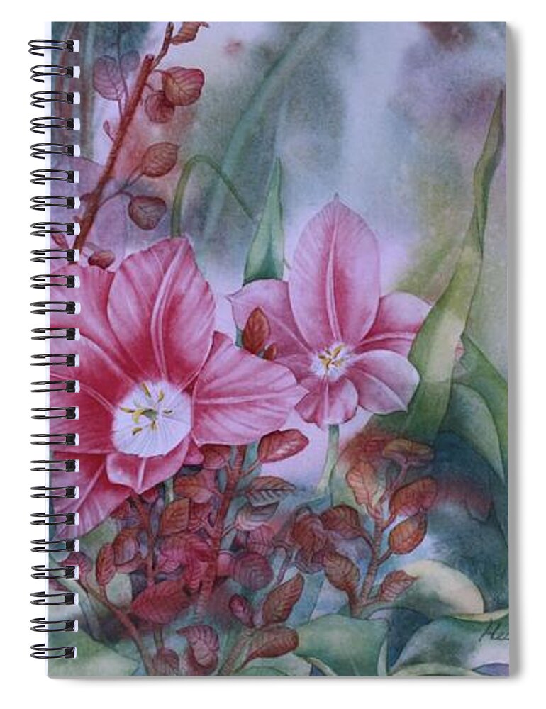 Red/pink Flowers Spiral Notebook featuring the painting Holland Blooms by Heather Gallup