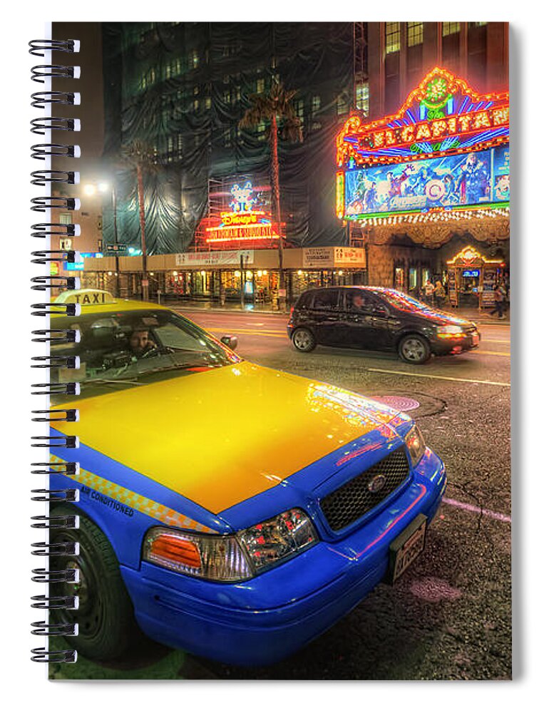 Yhun Suarez Spiral Notebook featuring the photograph Hollywood Taxi by Yhun Suarez