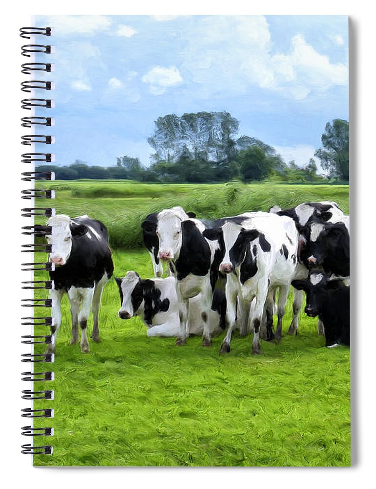Cattle Spiral Notebook featuring the painting Holstein Heaven by Dominic Piperata