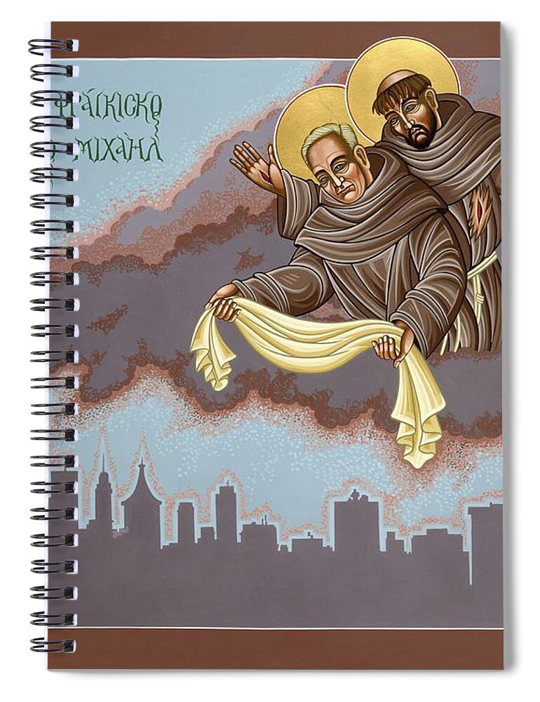 Holy Passion Bearer Mychal Judge Spiral Notebook featuring the painting Holy Passion Bearer Mychal Judge 132 by William Hart McNichols