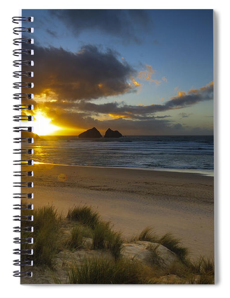 Holywell Bay Spiral Notebook featuring the photograph Holywell bay cornwall by Chris Smith