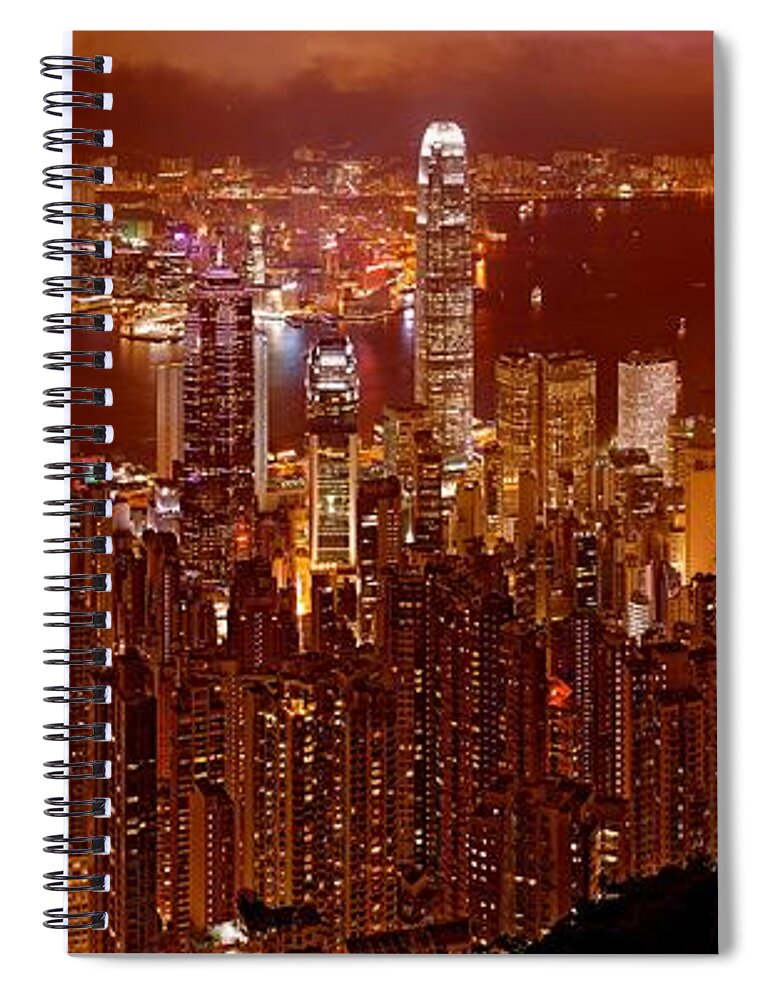Hong Kong Prints Spiral Notebook featuring the photograph Hong Kong In Golden Brown by Monique Wegmueller