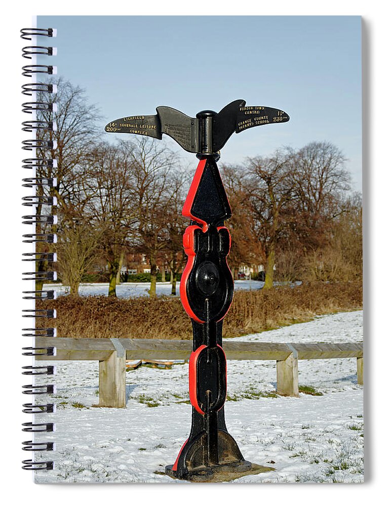 Burton On Trent Spiral Notebook featuring the photograph Horninglow Linear Park Signpost by Rod Johnson